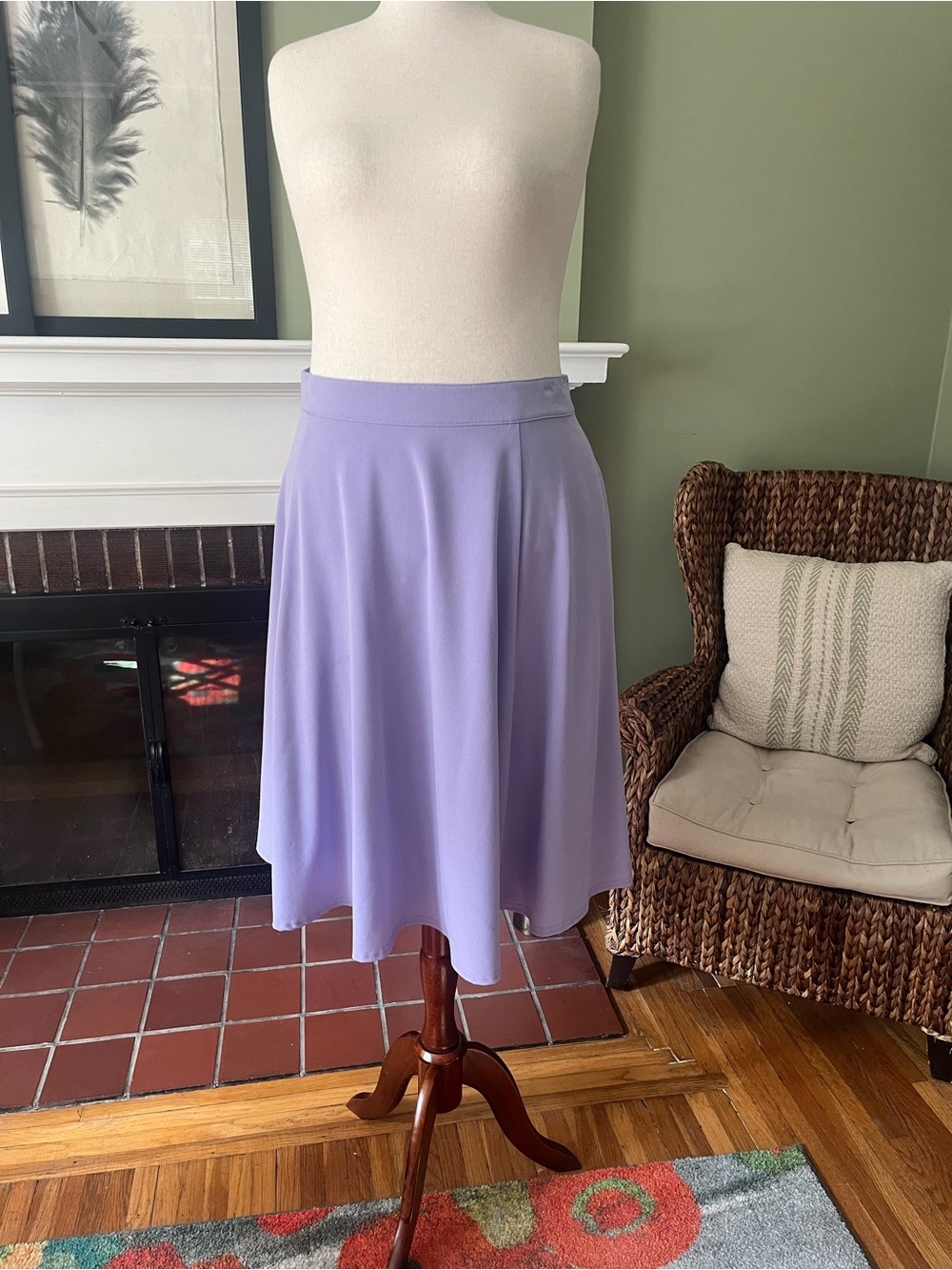 Steady Lavender A-Line Midi Skirt with Pockets | Size 3X